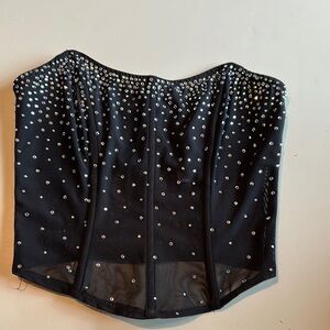 Black Embellished Women's Corset Top